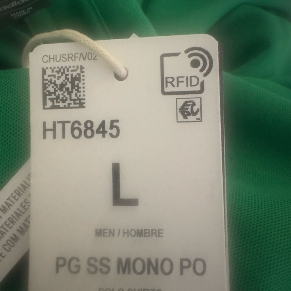 Men’s PLAY GREEN MONOGRAM GOLF POLO SHIRT Size l Green new Adidas - Picture 9 of 9